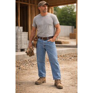 Carhartt Work Pants B460 LVB Relaxed Fit Jeans 42x26 Light Wash Blue Denim GUC